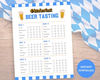 Oktoberfest Beer Tasting Scorecard, Printable Beer Tasting Score Card, Oktoberfest Beer Tasting Party, Oktoberfest Beer Rating Card