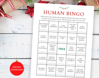 Human Bingo, Christmas Party Starter Game, Printable Christmas Game, Meeting Icebreaker, Christmas Game Group, Work Party Game, Church Game