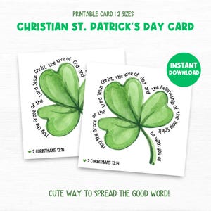 Religiöse St. Patrick's Day Karte, Kleeblatt Heilige Dreifaltigkeit, Sonntagsschule St. Patrick's Day Bibelverskarten, christlicher St. Particks Day