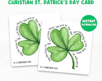 Religieuze St. Patrick's Day Card, Shamrock Holy Trinity, zondagsschool St. Patrick's Day Bijbelverskaarten, Christian St. Particks Day