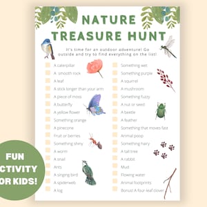 Nature Activities for Kids, Outdoor Scavenger Hunt, Childrens Party Game, Outdoor Activities for Kids, Outdoor Games for Kids