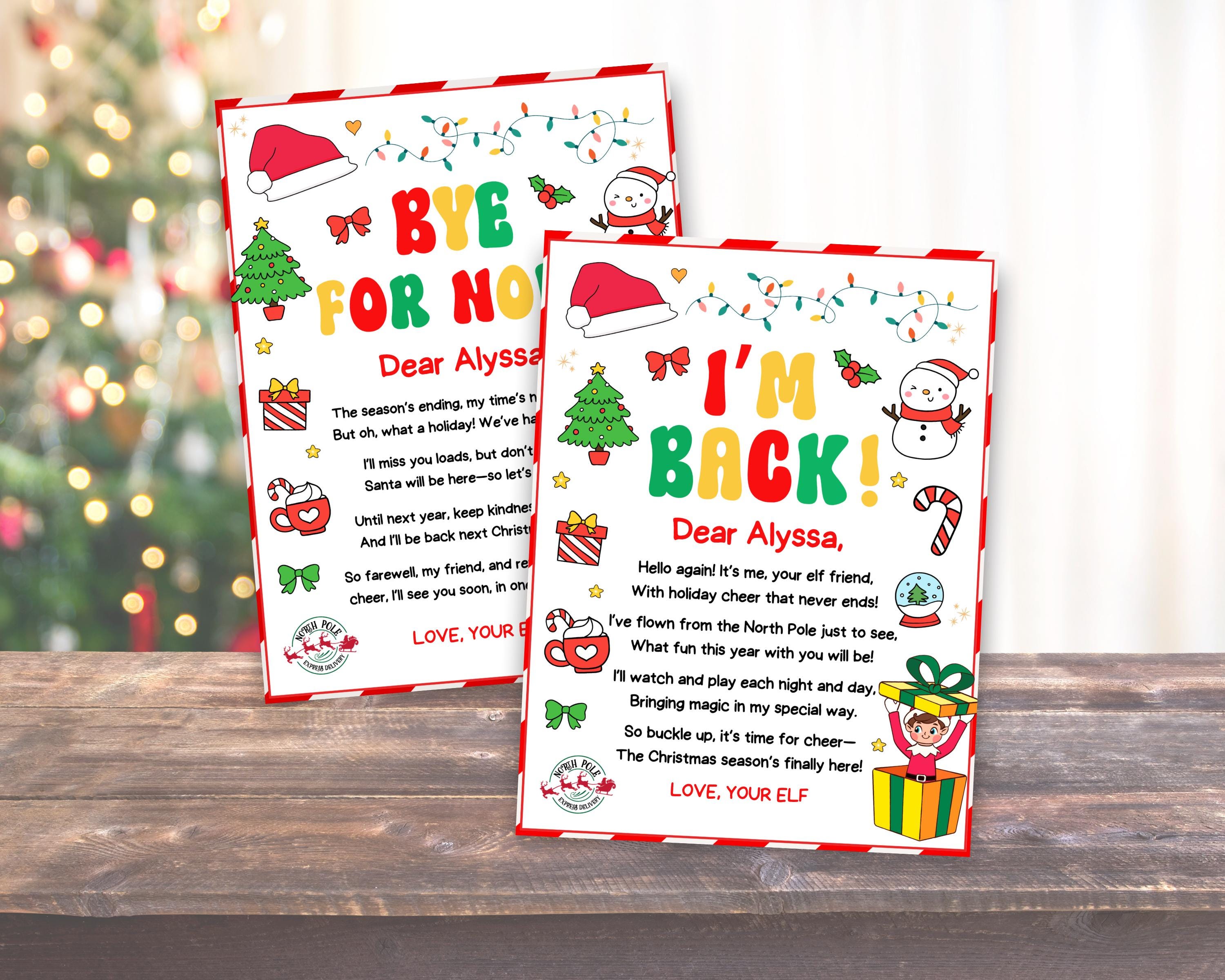Elf Arrival Letter, Elf Welcome Letter, Elf Goodbye Letter, Elf