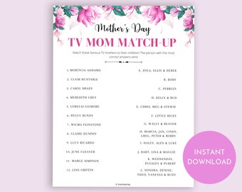 Mother's Day Game, TV Mom Matchup Game,  Mother's Day Party Games, Mother's Day Brunch Ideas, Mother's Day Activities, Mum's Day Games,