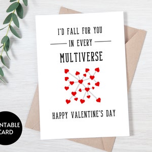 Multiverso Tarjeta de San Valentín, Tarjeta romántica del Día de San Valentín, Dulce tarjeta del Día de San Valentín Novio, Tarjeta del Día de San Valentín Imprimible