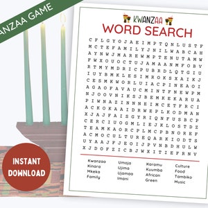 Kwanzaa Activity, Kwanzaa Game, Kwanzaa Word Search,  Printable Kwanzaa Games, Kwanzaa Games for Family, Fun Kwanzaa Activities