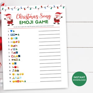 Christmas Song Trivia, Christmas Emoji Game, Fun Christmas Game, Family Christmas Game, Printable Christmas Game, Christmas Classroom Game