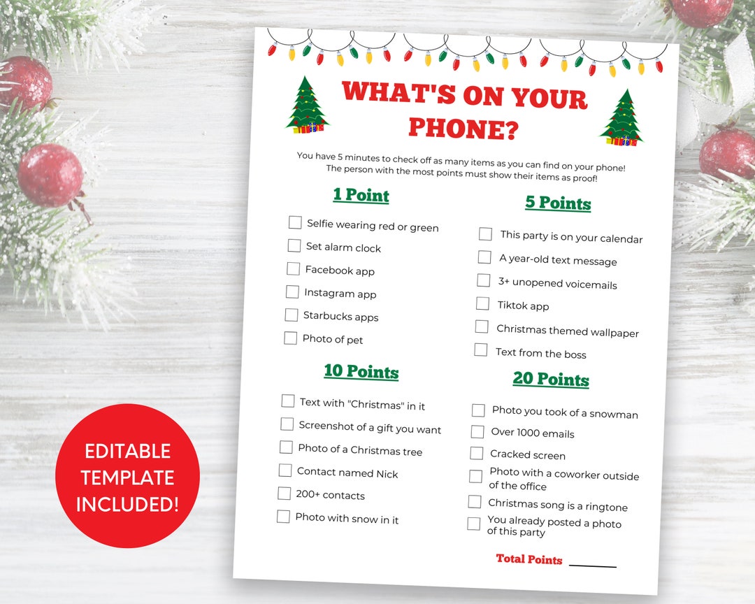 What's on Your Phone Office Game, Office Christmas Party Game, Holiday ...