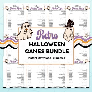 Cute Ghost Halloween Party Games, 21 Halloween Party Games Bundle, Halloween Games for Adults for Kids, Halloween Activities Classroom Games