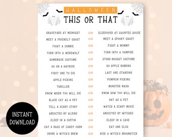 Halloween Game Printable, Halloween Party Games , Halloween Game for Kids and Adults, Family Halloween Game