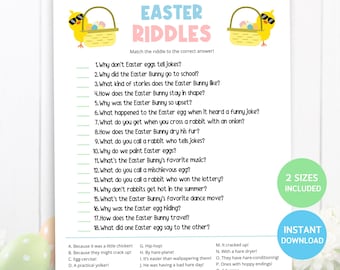Juego de adivinanzas de Pascua, chistes de Pascua, divertido juego de Pascua para niños, juego de Pascua para el aula, actividad de Pascua, adivinanzas de Pascua imprimibles