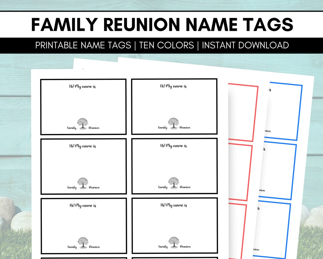 Family Reunion Name Tags, Printable Family Reunion Name Tags, Family