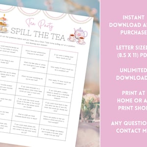 Tea Party Games Printable, Tea Party Games Bundle Adult Kids, Tea Party ...