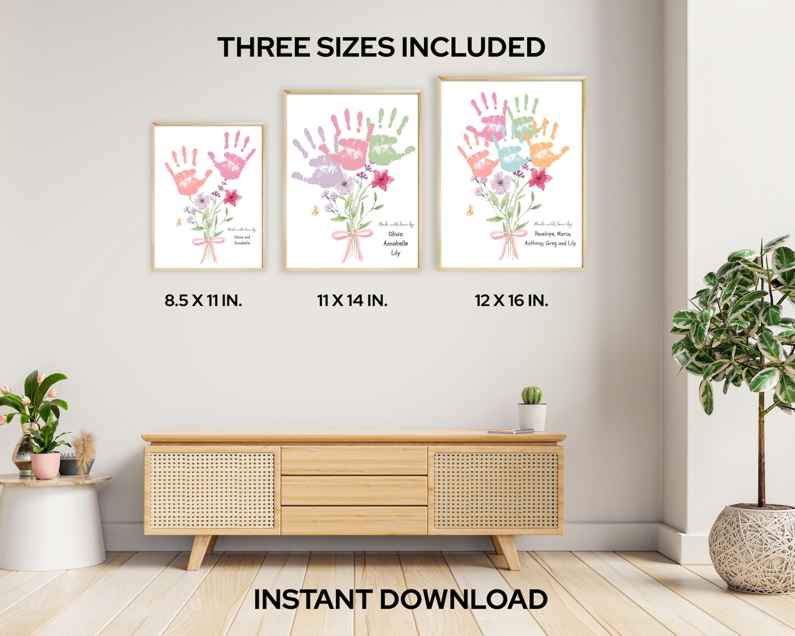 Flower Handprint Art Craft for Multiple Kids, Mother's Day Gift for ...