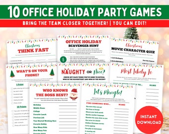 Giochi per feste di Natale aziendali, Giochi per feste di Natale aziendali, Giochi per feste di Natale aziendali modificabili, Pacchetto di giochi per vacanze in ufficio, Rompighiaccio