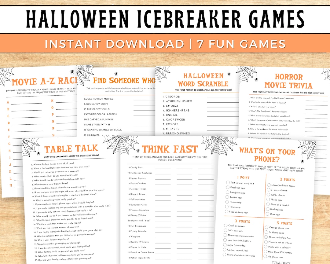 Halloween Icebreaker Games, Halloween Icebreaker Activities, Dinner