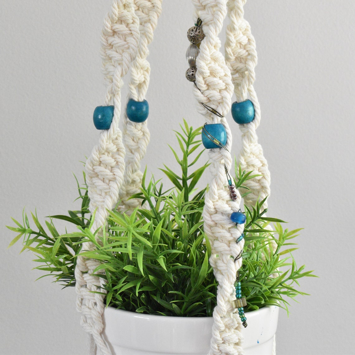 SNAIL GARDEN Makramee Pflanzenaufhänger 2er Set - Doppelte Hängeampeln Mit Quaste