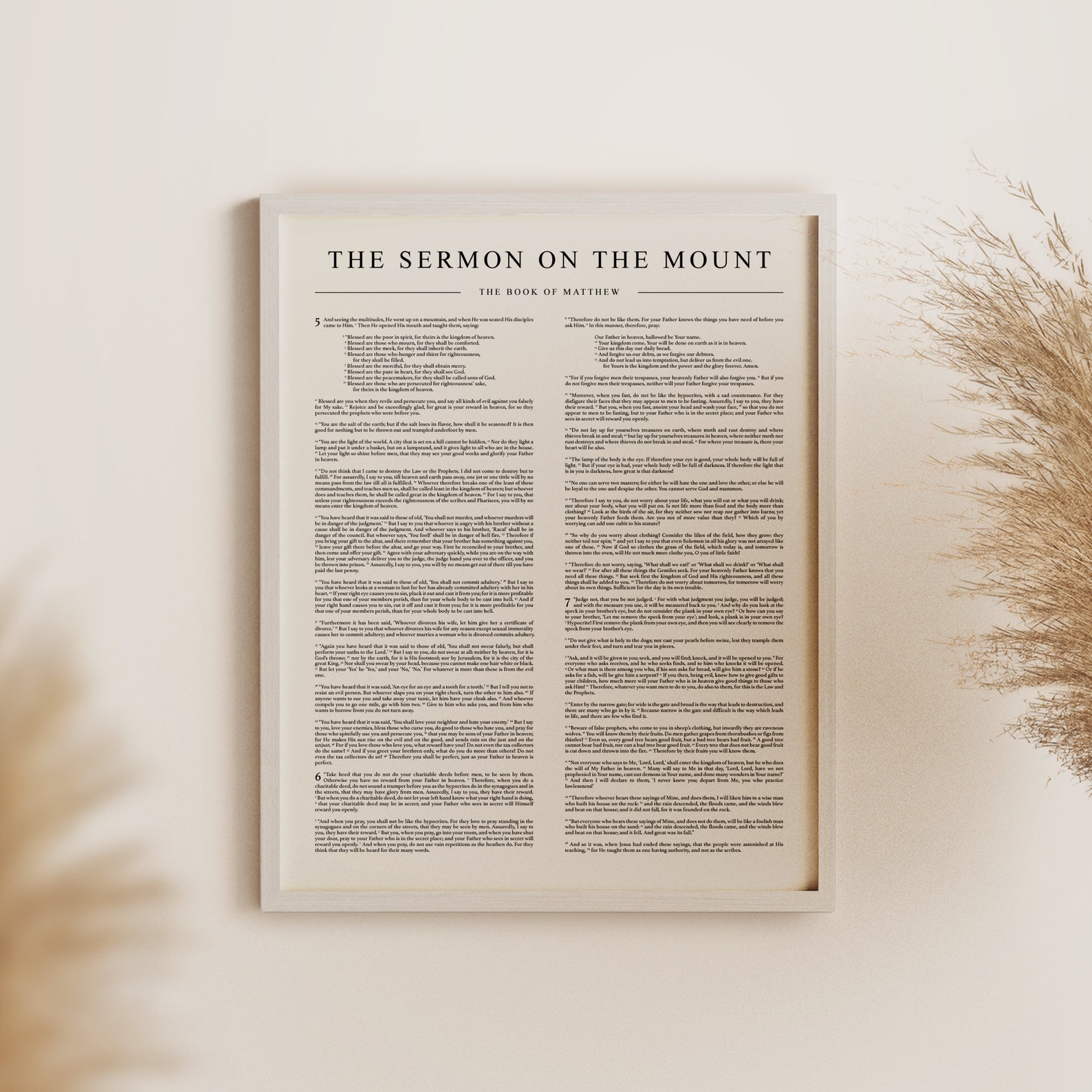 Bible Page Poster Sermon on the Mount, Matthew 5, 6, 7 KJV Christian ...