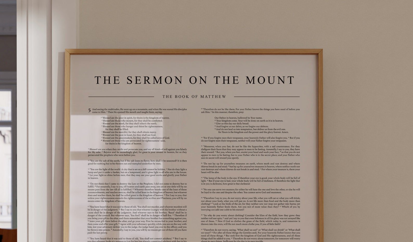 Bible Page Poster Sermon on the Mount, Matthew 5, 6, 7 KJV Christian ...
