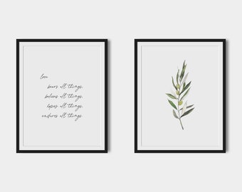 Love Never Fails - Christian Wall Art, 1 Corinthians 13:7 Verse Poster