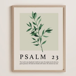 The Lord is My Shepherd, Psalm 23 Christian Wall Art, Italian Ruscus Green Plant, Unique Gift for Him, Husband, Boyfriend (Digital File)