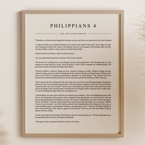 Bible Page Poster - Entire Chapter of Philippians 4 (NKJV) Christian Bible Passage Art (Digital File)