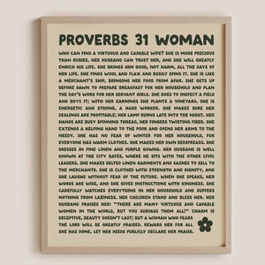 Cadeau voor christelijke vrouwen - Spreuken 31 Bijbelpassage Print, Perfect voor moeder, vrouw, vriendin, zus - Christian Wall Art (digitaal bestand)