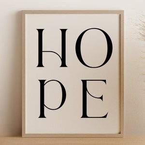 Minimalistisches religiöses 'HOPE' Poster - Schwarz-Weiß-christliche Wandkunst, Inspirational Geschenk, Glaube-inspirierte Vintage Ästhetik (Physischer Druck)