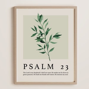 The Lord is My Shepherd, Psalm 23 Christian Wall Art, Italian Ruscus Green Plant, Unique Gift for Him, Husband, Boyfriend (Physical Poster)