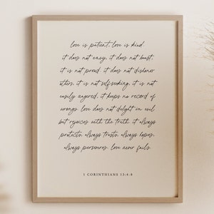 Love is Patient, Love is Kind Poster - Christian Home Decor, 1 Corinthians 13, Ideal for Weddings or Valentine&#39;s Day Gift (Physical Poster)