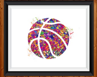 Basketball PRINT gift , Watercolor Basketball Poster, Basketball gift, Basketball picture, Printable,basketball art,sport art