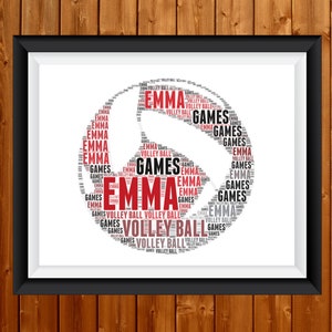 Personalised Volleyball Word Art PRINTABLE, Gift For Volleyball Team Gift Wall Art Wall Prints Digital Download Gift Prints Match