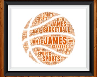 Personalised Basketball Gift, Print frame Basketball Word Art Gift Basketball Wall Art Prints Wall Decor Basketball Team Gift