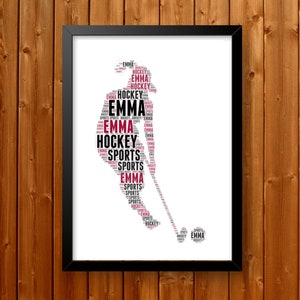 Personalised Girl Field Hockey Gift PRINTABLE Word Art Gift  Hockey Gifts Print Sports Gift For Player Wall Prints Wall Art Download 90