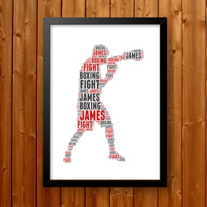 Boxer Gifts for him -Boxer wall art- Personalised Word Art Gift Boxing Gifts Photo Gifts Print Gift For Boxer Wall Prints Wall Art