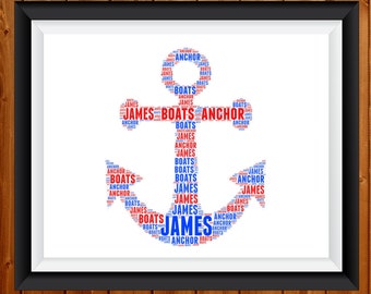 Personalised Anchor Gift For Sailor Gift PRINTABLE Word Art Gift  Navy Nautical Theme Wall Art Wall Prints Digital Download Prints