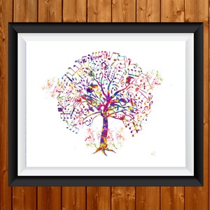 Music Tree Watercolor Print Treble Clef Art Print Art Print Music Notes Musician Gift Wall Decor Music Wall Art Housewarming Music Room 45