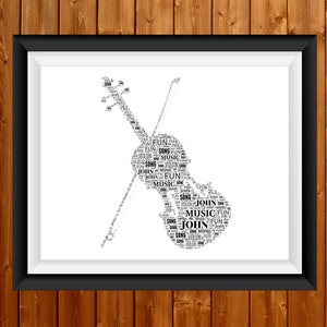 Personalised Violin For Her For Violinist Gift Word Art Wall Room Decor Prints