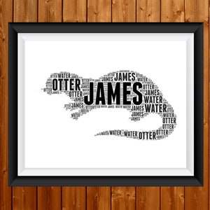 Personalised Otter Gifts Word Art PRINTABLE  Wall Print - Swimming Otter Gifts Wall Decor Custom Digital Download Prints 87