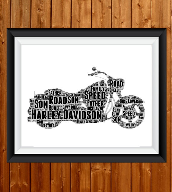 Personalised Harley Davidson Gift Motorcycle Biker Gift Motorbike Rider  Motor Bike Lover Gift Motorcyclist Gift - Word Art Wall Room