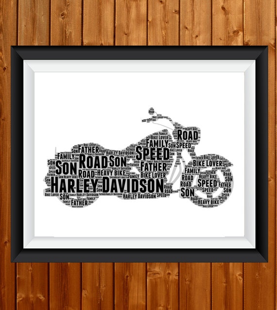 Personnalisé Harley Davidson cadeau moto motard cadeau motard motard moto  amant cadeau motocycliste cadeau Word Art Wall Room -  France