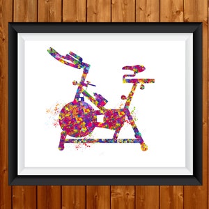 Exercise bike Print gift, bicycle stationary bike PRINTABLE workout room art gym art printable art bike woman exercise bike home gym art