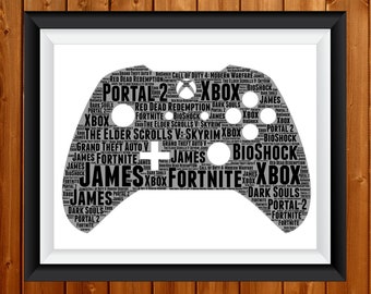 Custom Gifts Gaming Poster Gamer Print Art Gift Personalised Xbox one