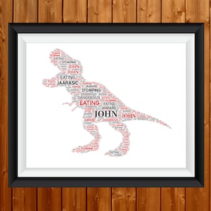 Personalised Dinosaur Gifts Word Art Wall Print - Brachiosaurus Gifts Wall Decor Custom Word Cloud Gifts Wall Decor Gifts Wall Decor Custom