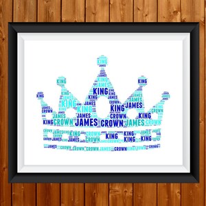 Personalised Princes Crown Print Gift, Word Art Gift PRINTABLE  Boys Gift  For Boy Wall Art Wall Prints Digital Download Prints 23