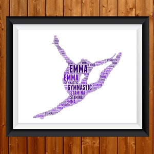 Gymnastics gifts- gymnastics wall art- gymnastics name print - gymnastics gifts for girls - Gymnastics Word Art Wall Art Print Gift Idea