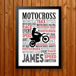 Motocross Word Art Poster Gift, Dirt Bike Gift Print, Off Road Bike Poster, Motorbike Gift, Personalised Motocross, Christmas Gift