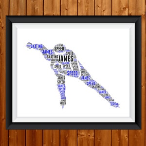 Cadeaux de patinage de vitesse personnalisés Word Art PRINTABLE Wall Print - Ice Sports Gifts Wall Decor Custom Word Cloud Digital Download 56