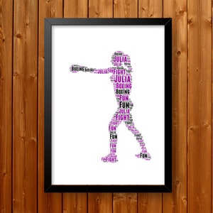 Boxing Gifts for her -Kick Boxing wall art- Personalised Word Art Gift Boxing Gifts Photo Gifts Print Gift For Boxer Wall Prints