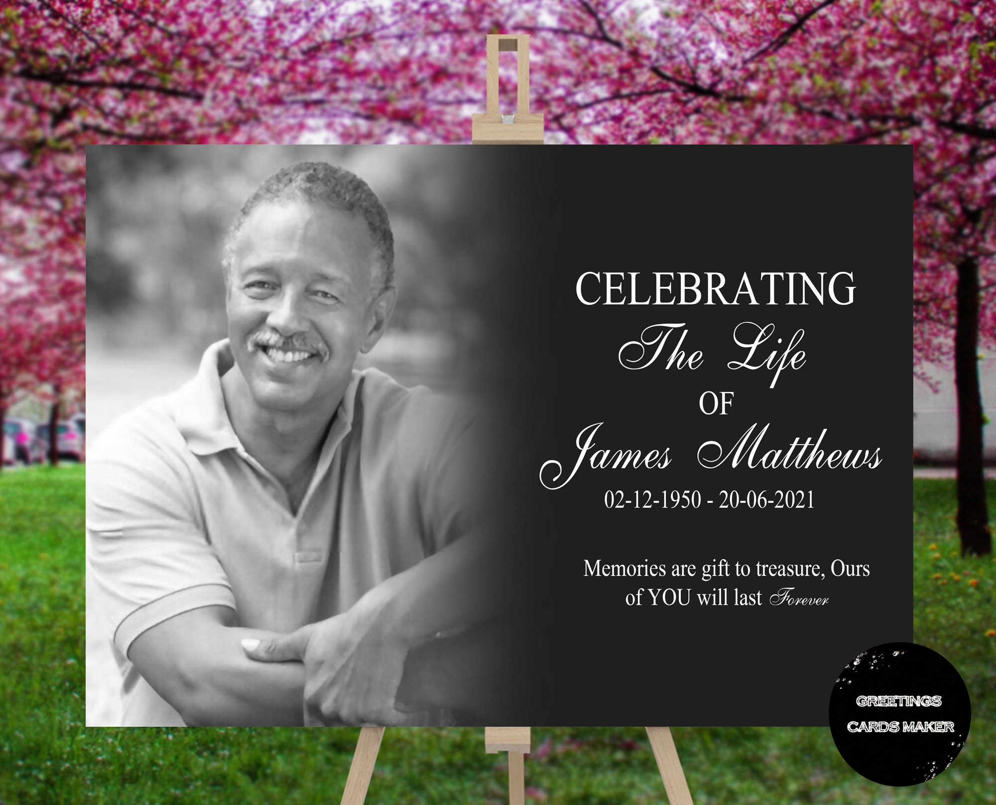 Photo Funeral Sign Funeral Celebration of Life Poster Etsy