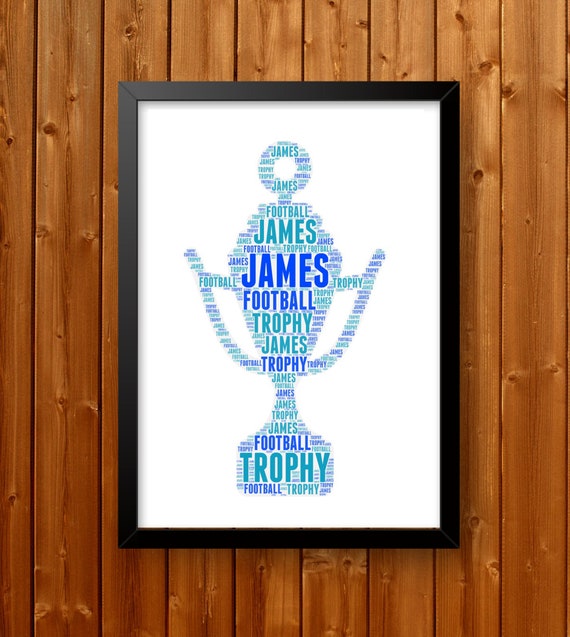 Personalised Football trophy Gifts Word Art  PRINTABLE Wall Print - Trophy Gifts Wall Decor Custom Print At Home Wall Art Print